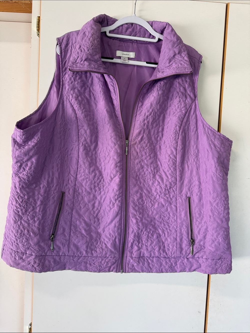 CJ Banks Lavender Quilted Sleeveless Zip Vest